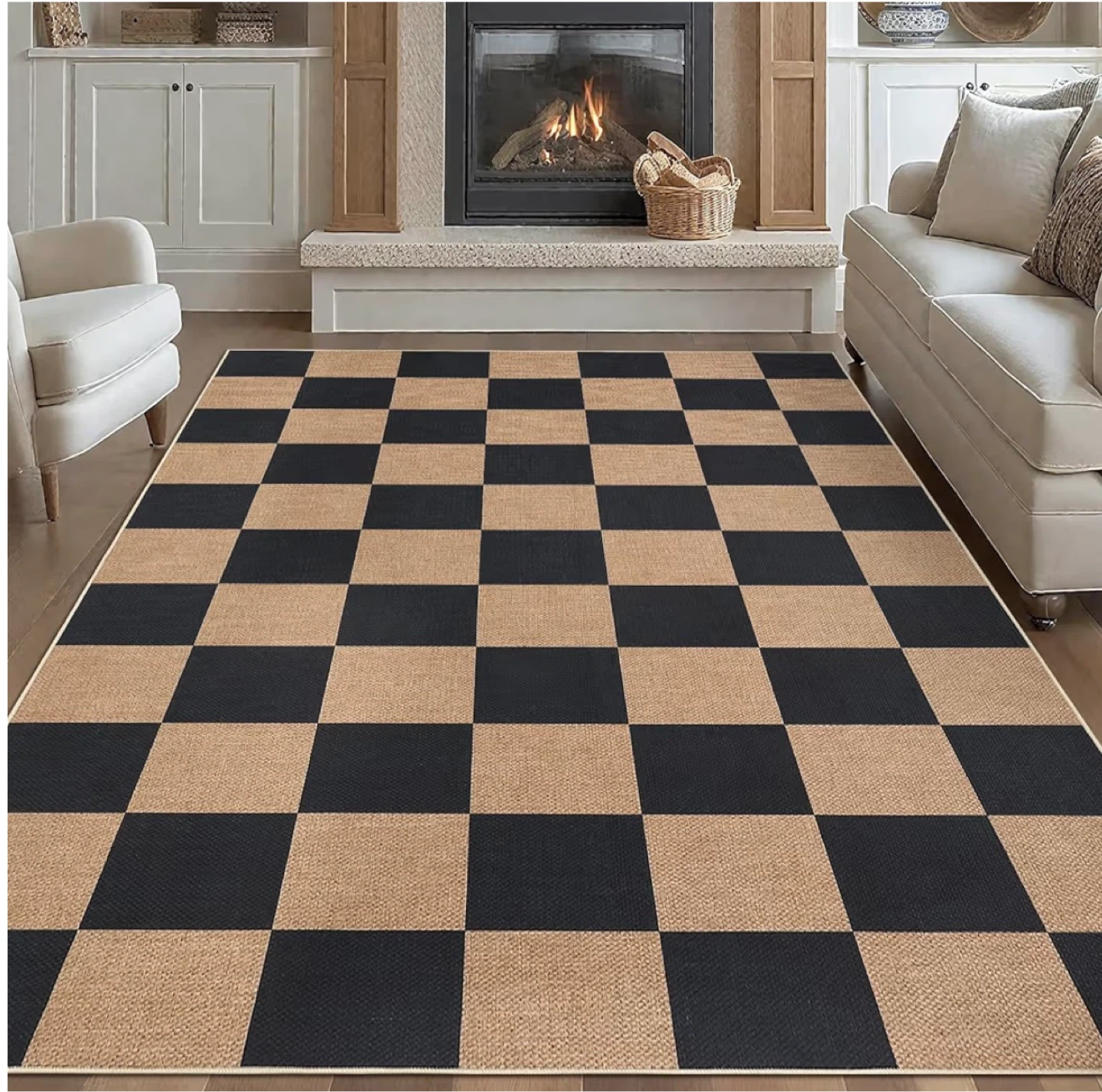 Checkerboard Jute Area Rug 8x10