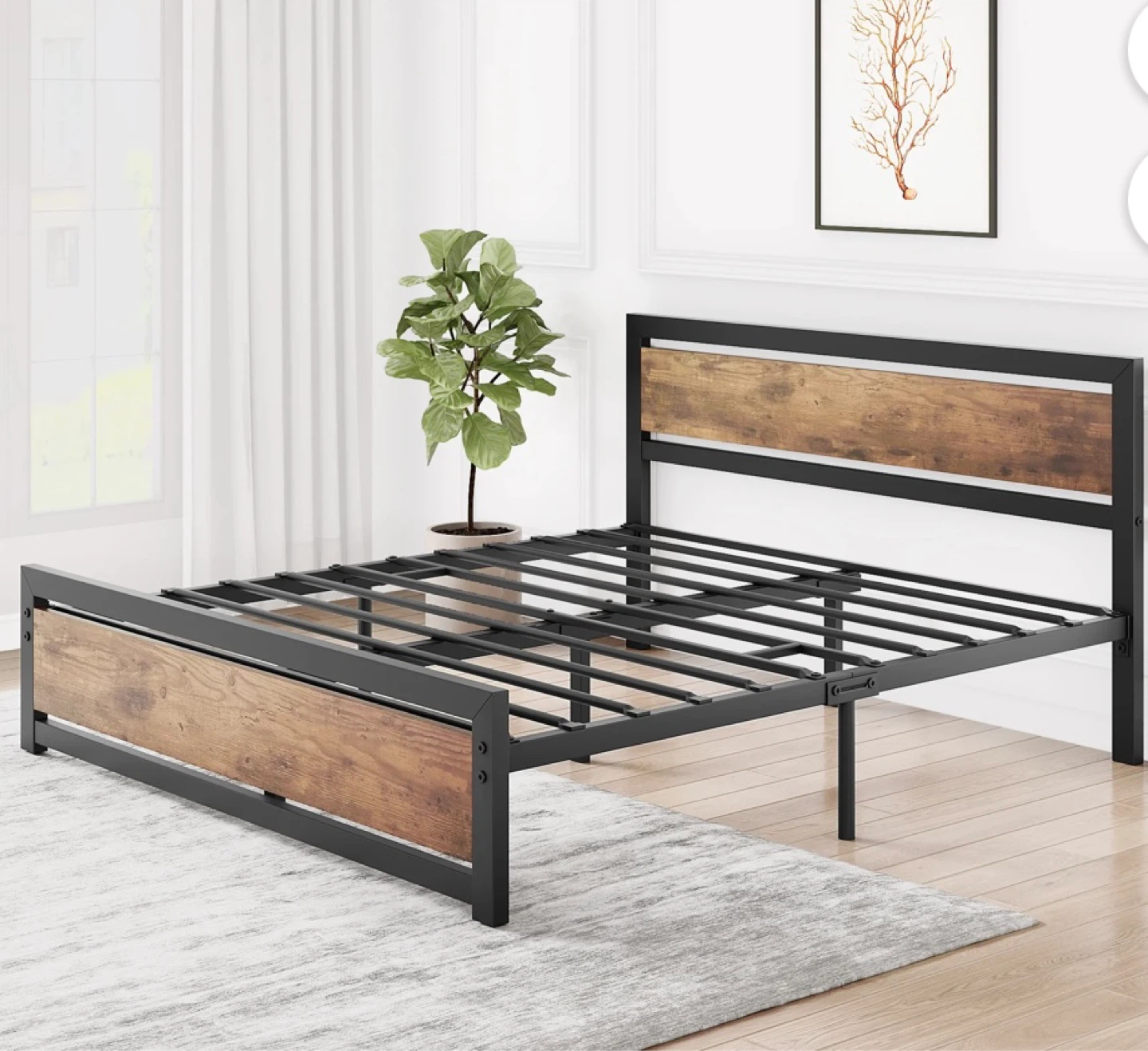 Queen Size Bed Frame with Wood Headboard - photo 4