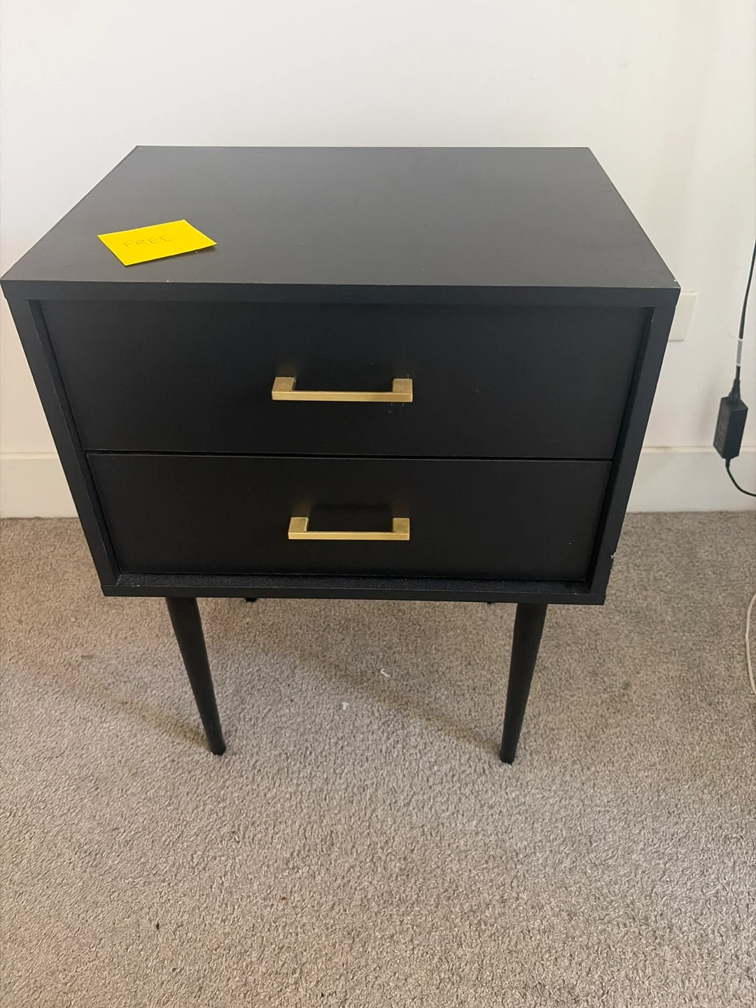 Black 2-Drawer Nightstand