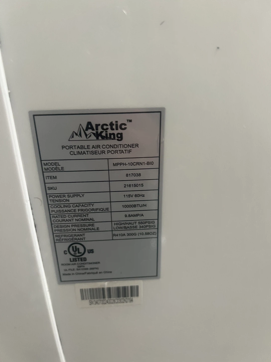 Arctic King Portable Air Conditioner - 10000 BTU/h - photo 2