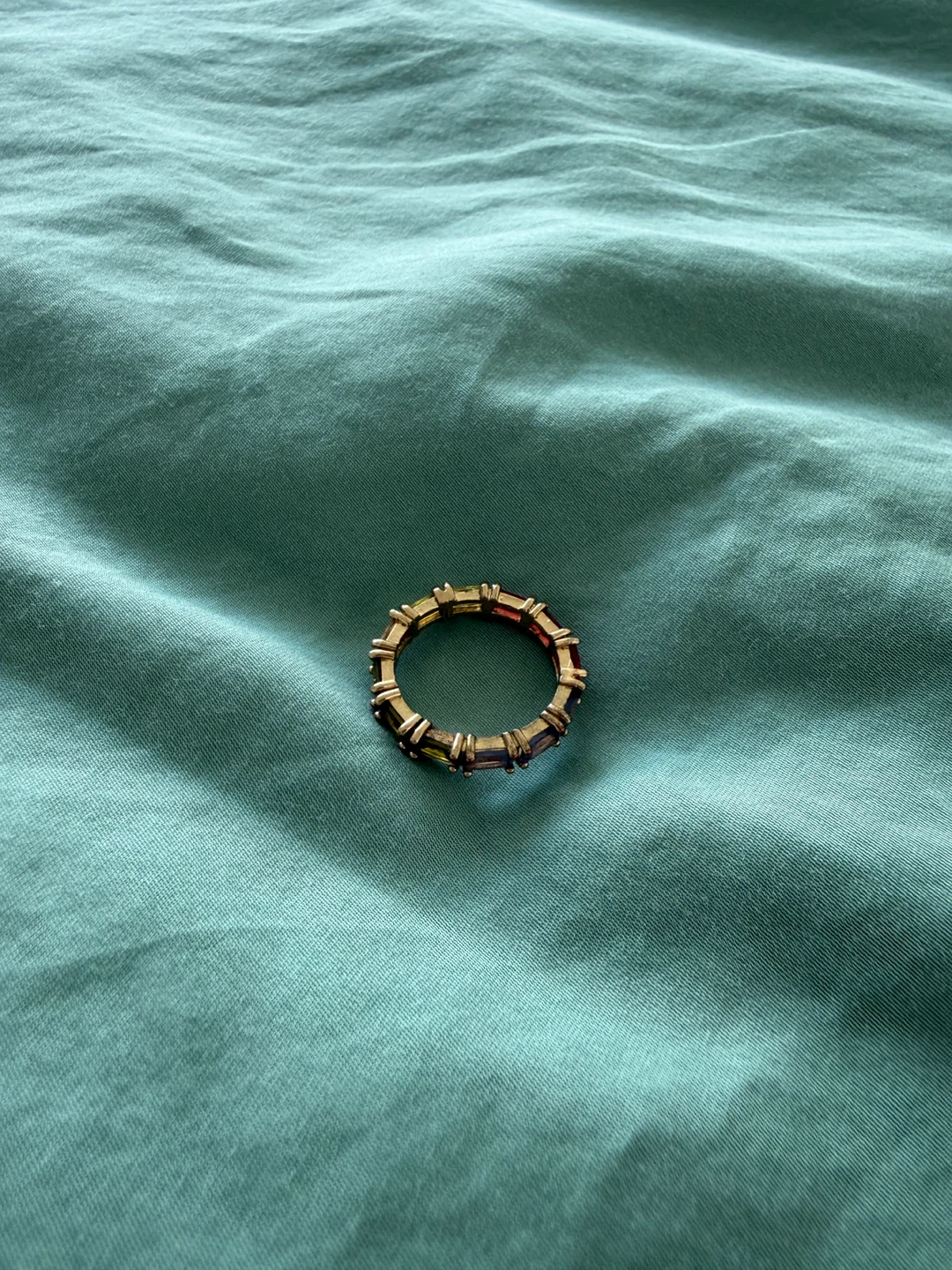 Eternity Band Ring with Multi-Coloured Baguette Cut Stones - photo 4