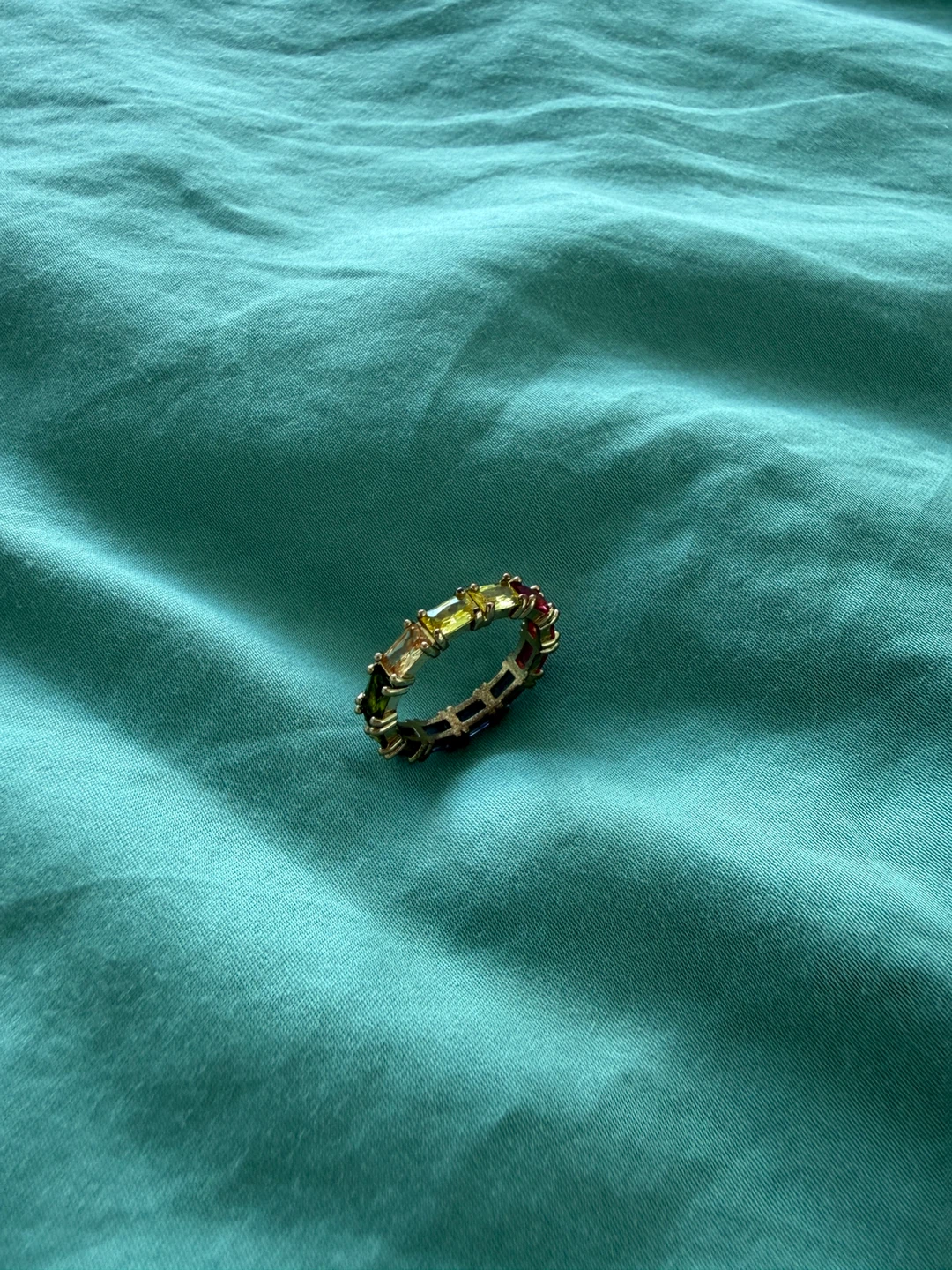 Eternity Band Ring with Multi-Coloured Baguette Cut Stones - photo 2