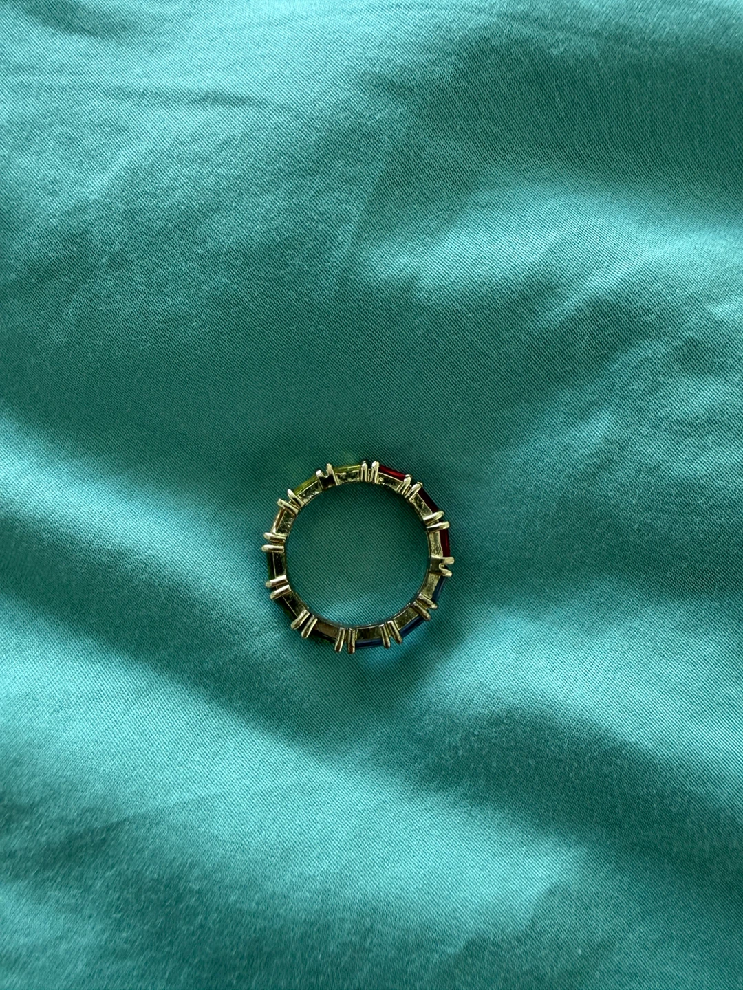 Eternity Band Ring with Multi-Coloured Baguette Cut Stones - photo 3