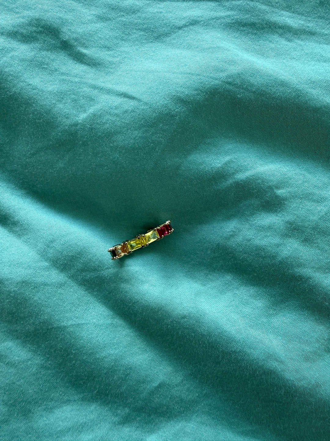 Eternity Band Ring with Multi-Coloured Baguette Cut Stones - photo 5