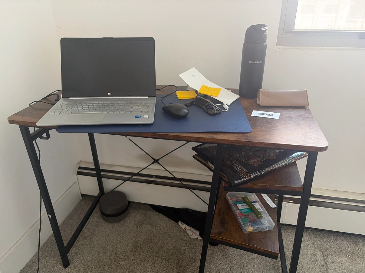 Rustic Brown Desk with Shelves