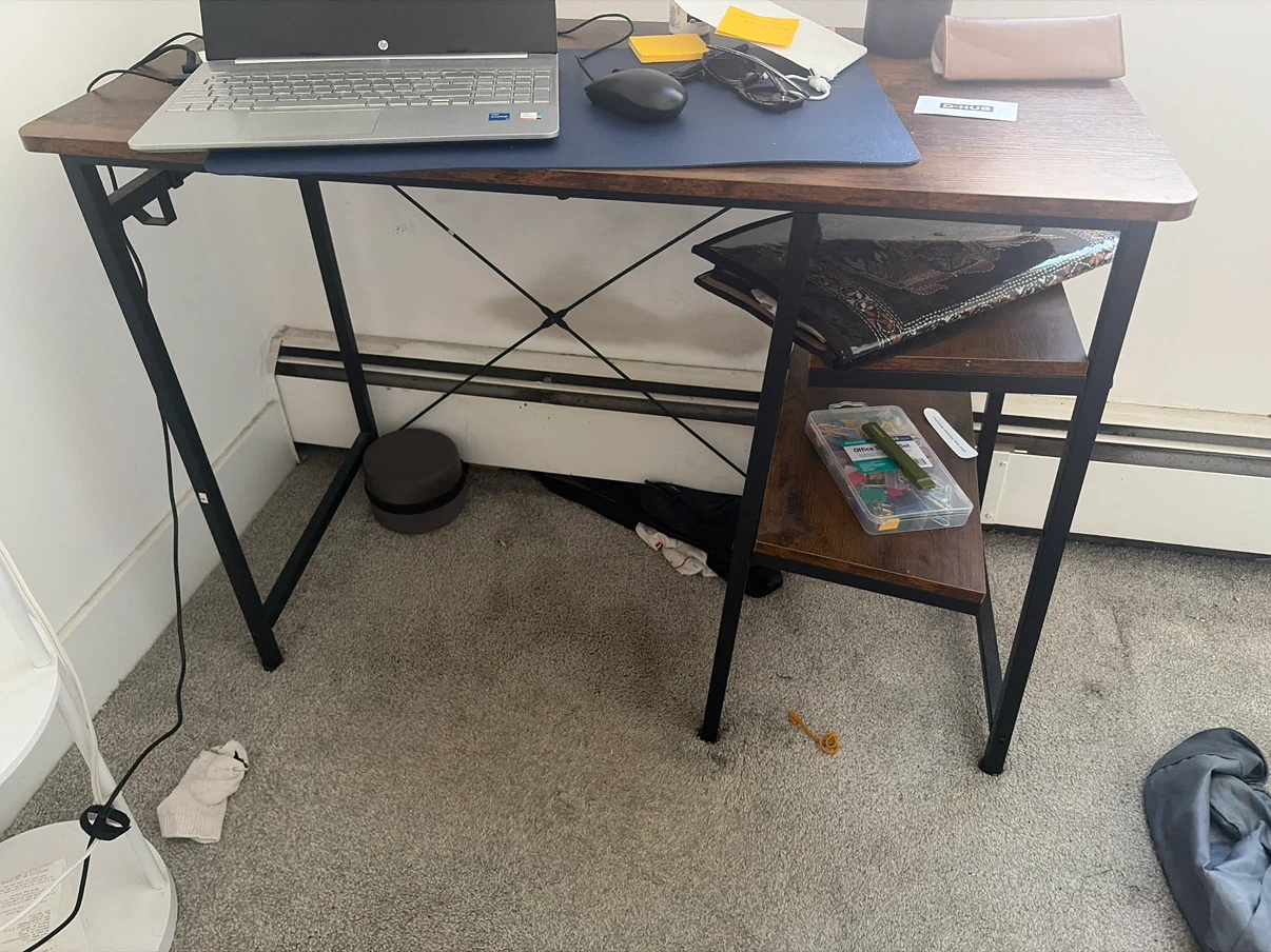 Rustic Brown Desk with Shelves - photo 2