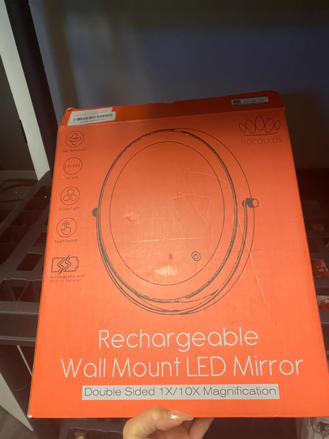 ROCOLLOS Rechargeable Wall Mount LED Mirror