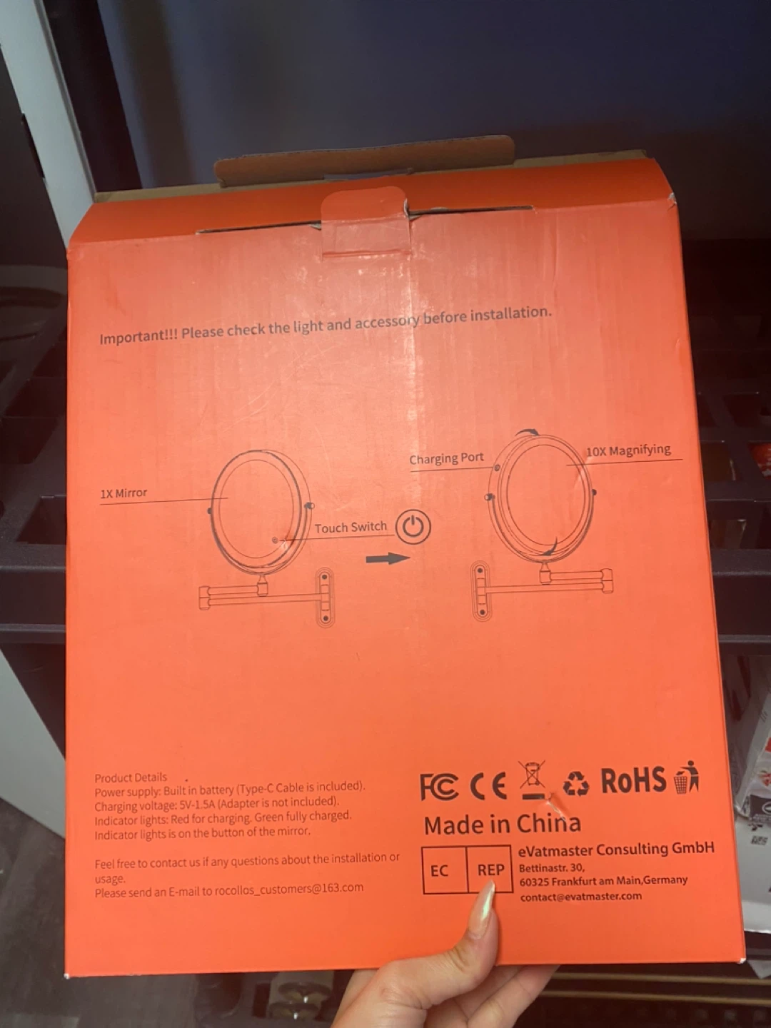 ROCOLLOS Rechargeable Wall Mount LED Mirror - photo 2