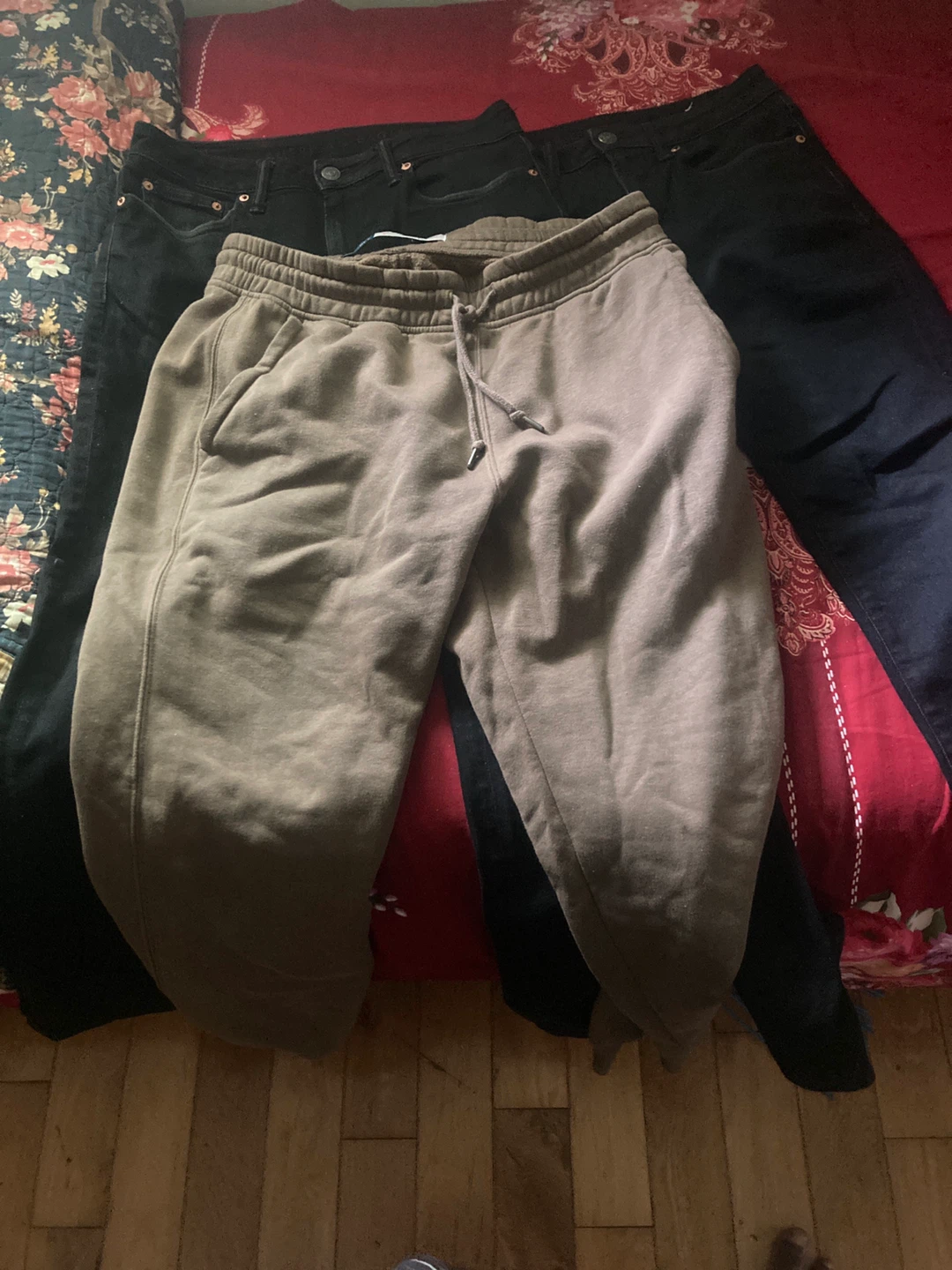 Sweatpants and Black Jeans