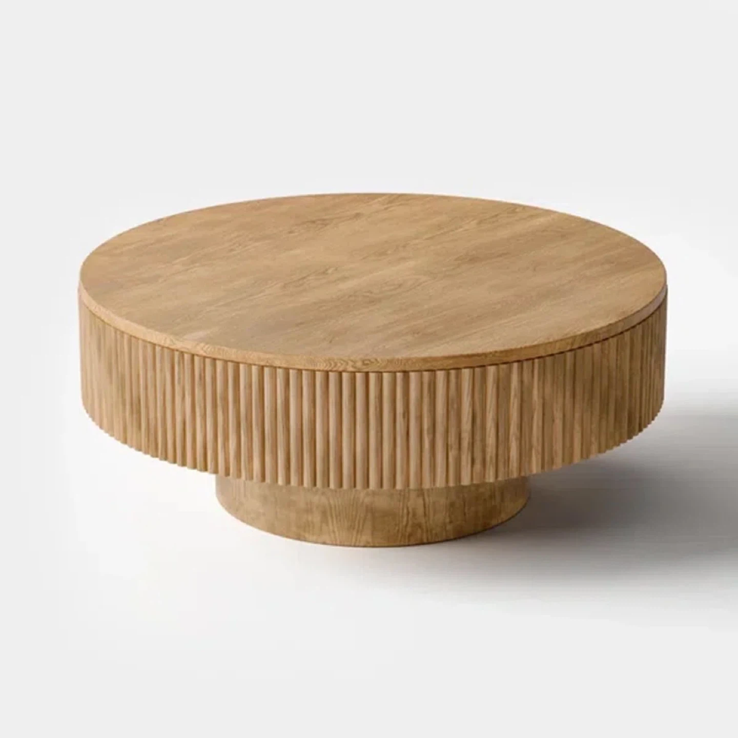 New Round Fluted Wood Coffee Table - photo 2
