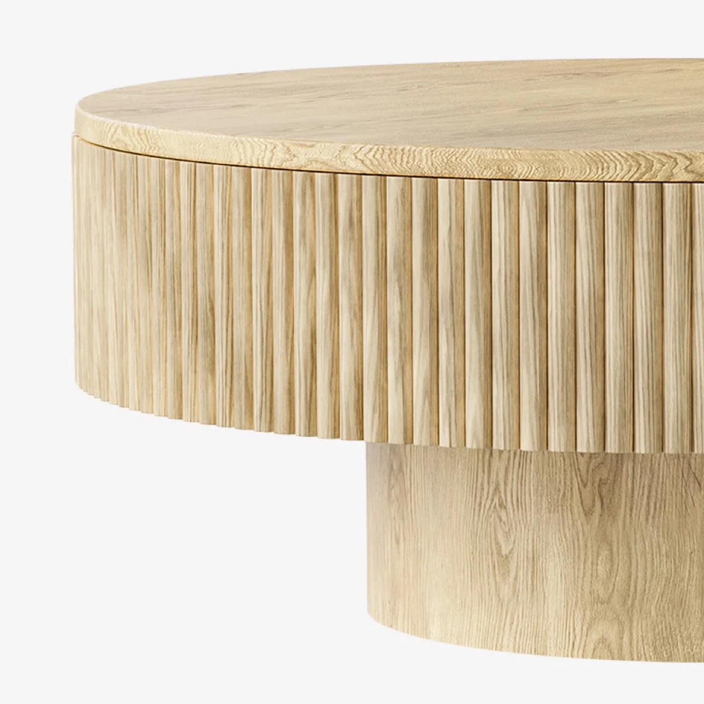 New Round Fluted Wood Coffee Table - photo 5