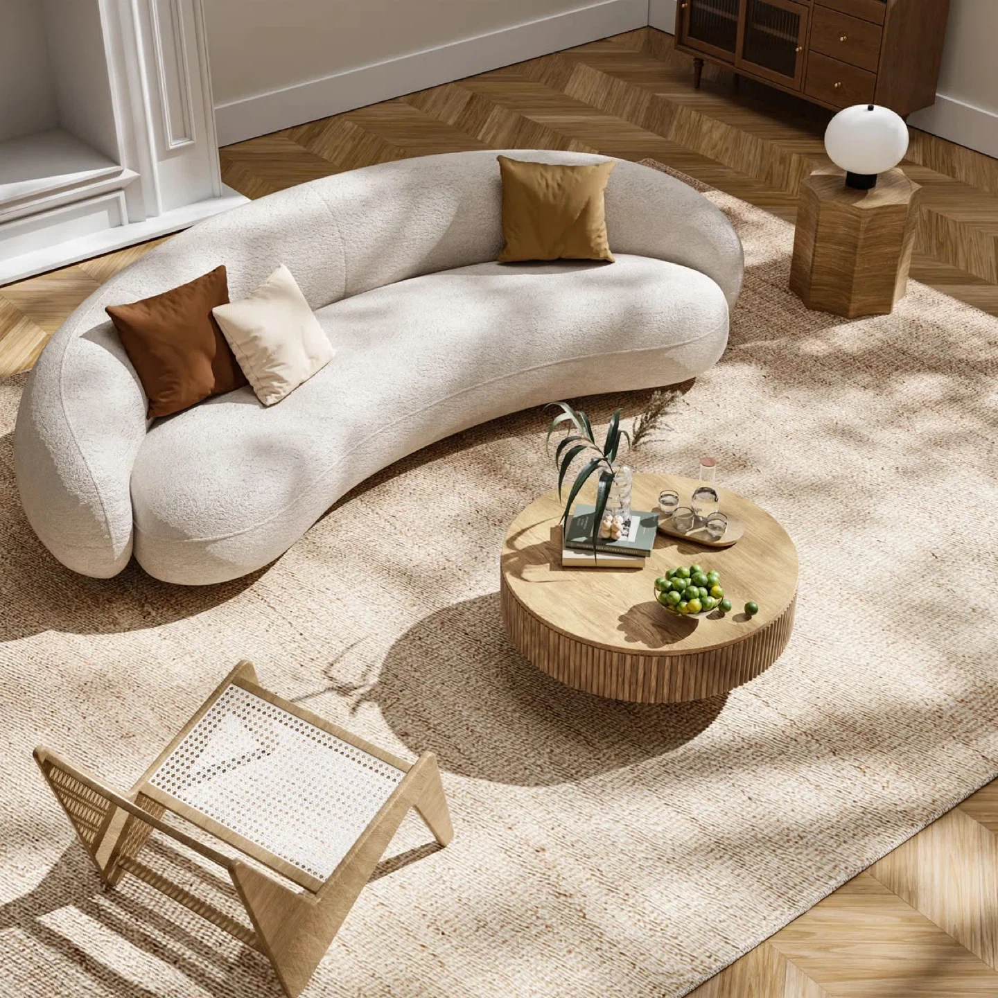 New Round Fluted Wood Coffee Table - photo 4