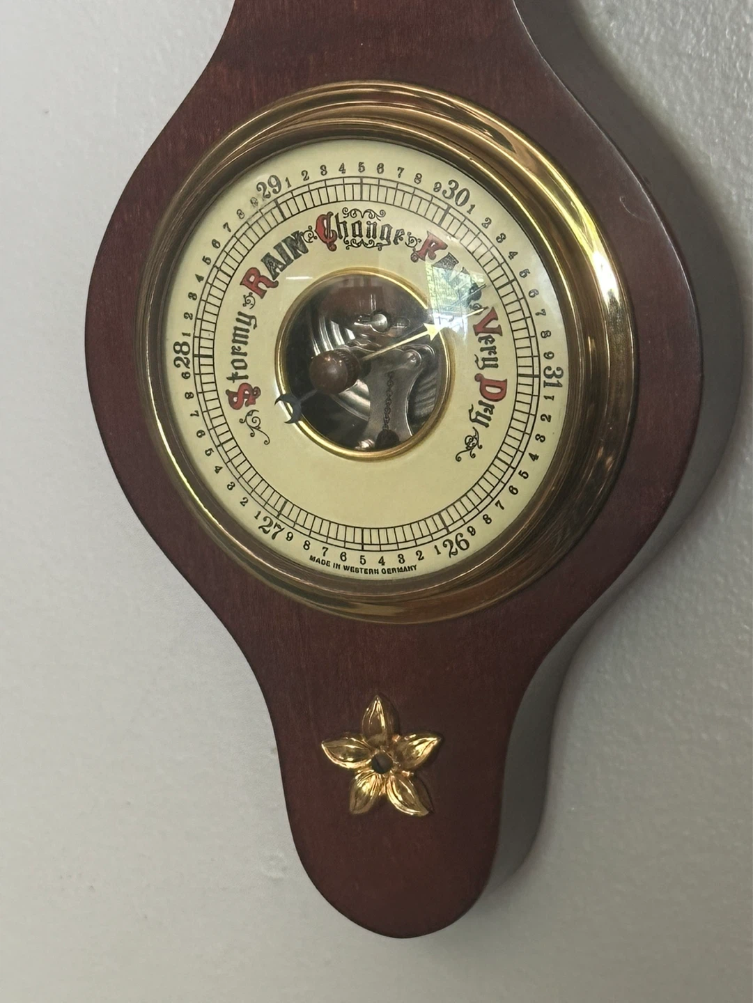 vintage aneroid "banjo" style wall weather station - photo 4