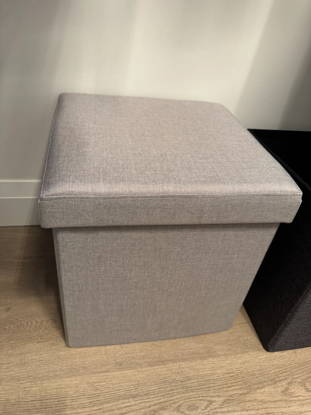 Light Grey Fabric Storage Ottoman