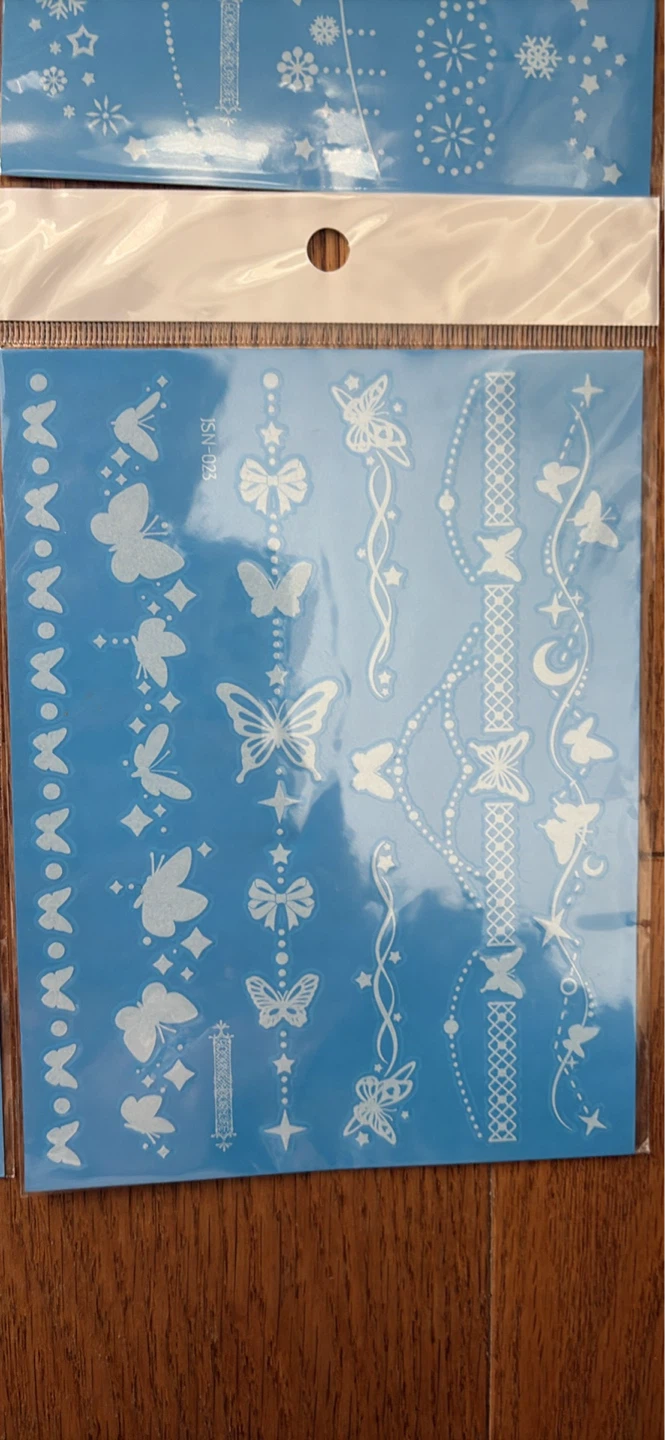 Temporary luminous Tattoos - White Henna Style Designs