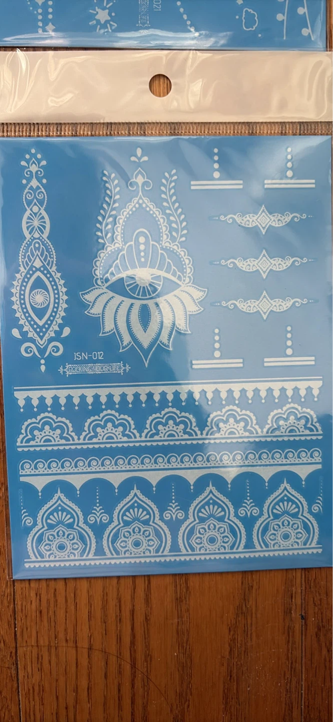 Temporary luminous Tattoos - White Henna Style Designs - photo 2