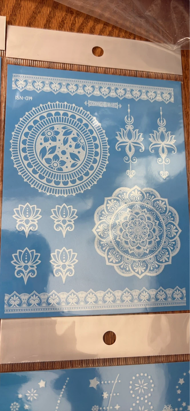 Temporary luminous Tattoos - White Henna Style Designs - photo 5