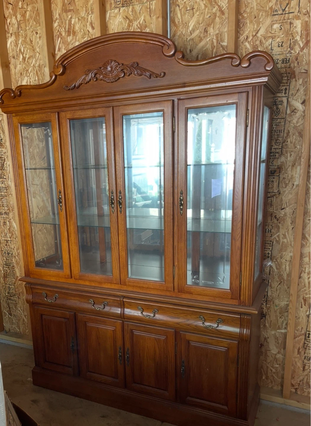Solid Wood China Cabinet with Glass Doors