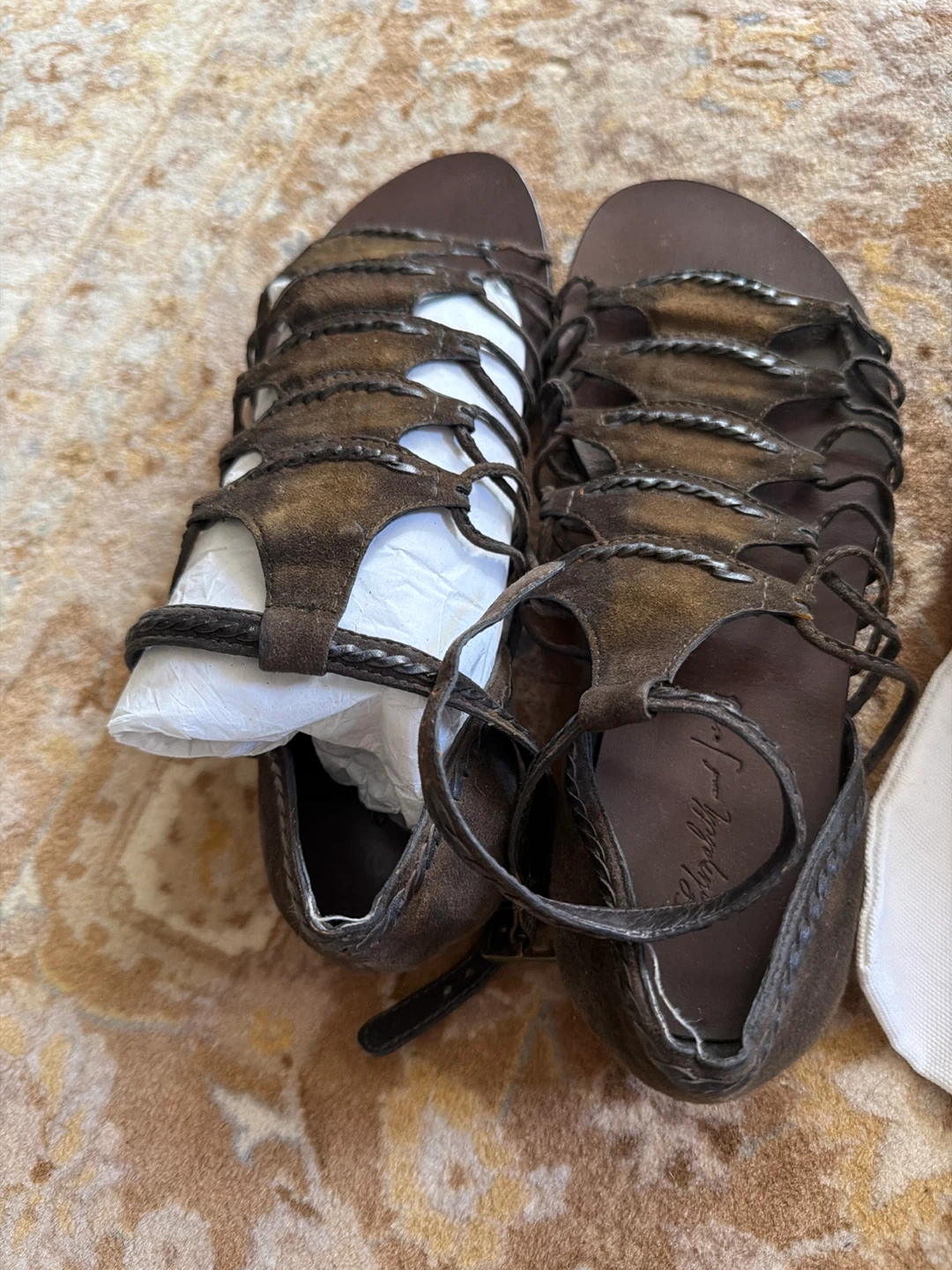 Elizabeth and James Brown Suede Gladiator Sandals Size 7
