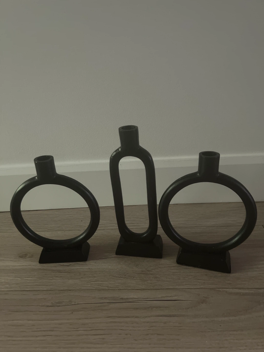 Set of 3 Black Modern Candlesticks