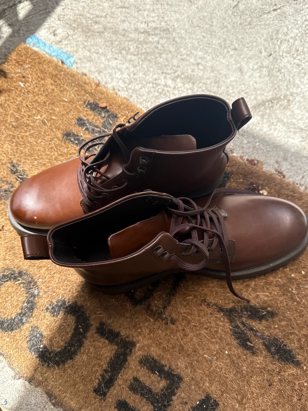 Zara Brown Leather Lace-Up Boots - photo 4