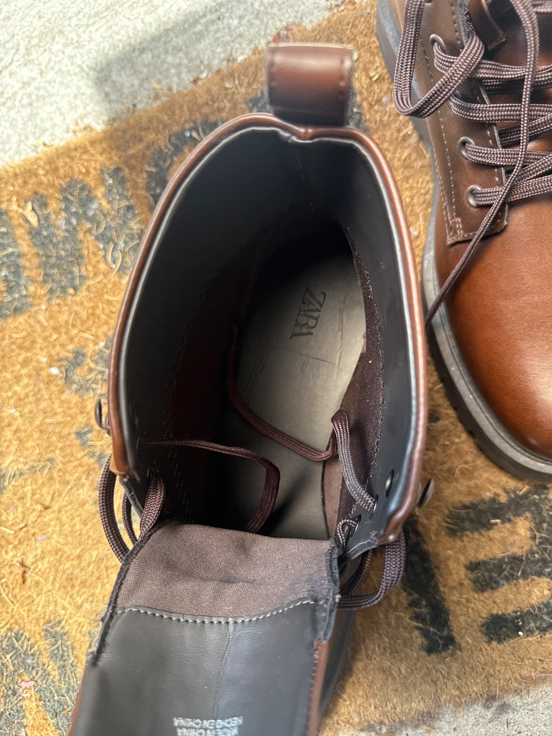 Zara Brown Leather Lace-Up Boots - photo 2