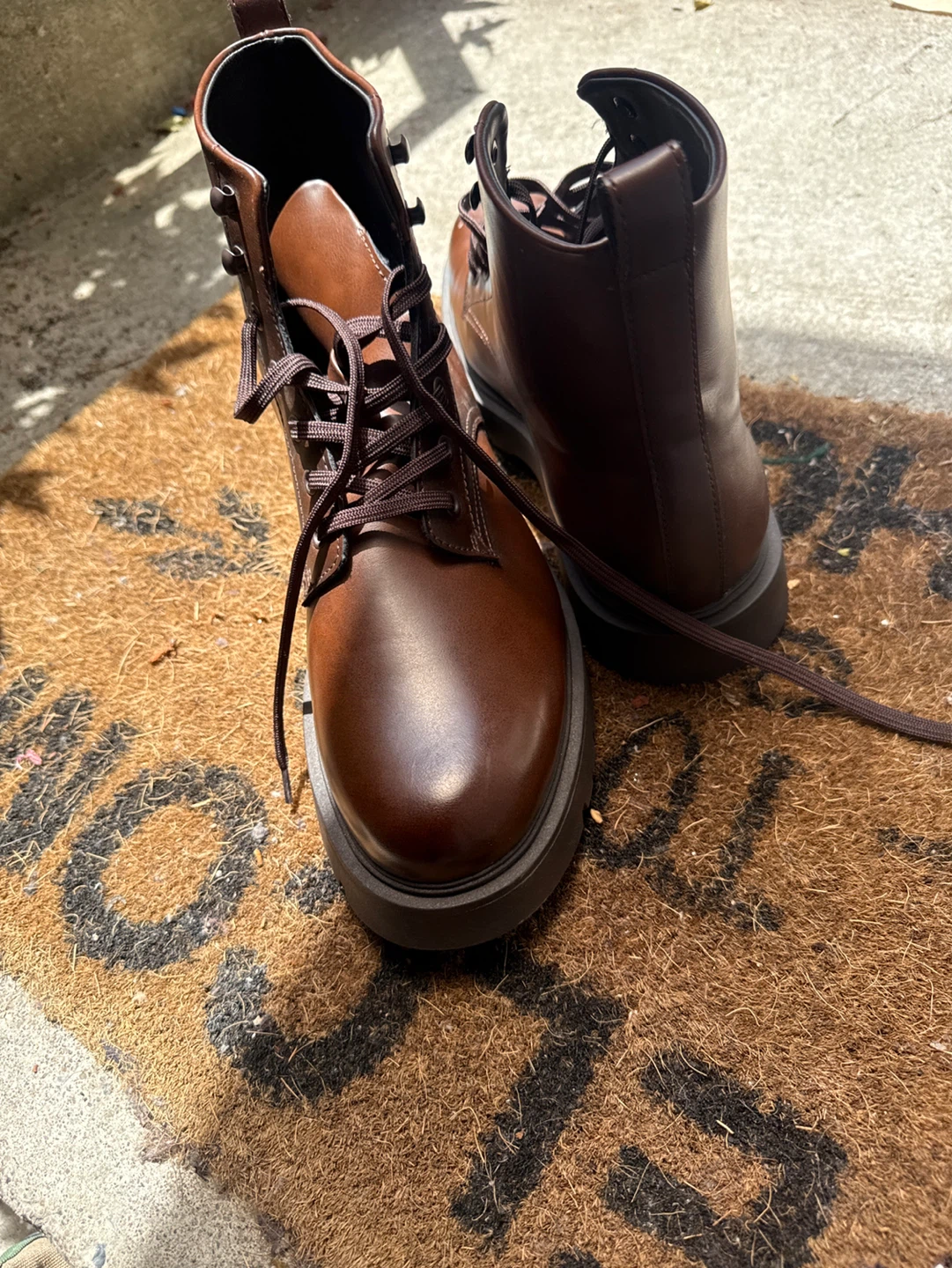 Zara Brown Leather Lace-Up Boots - photo 5