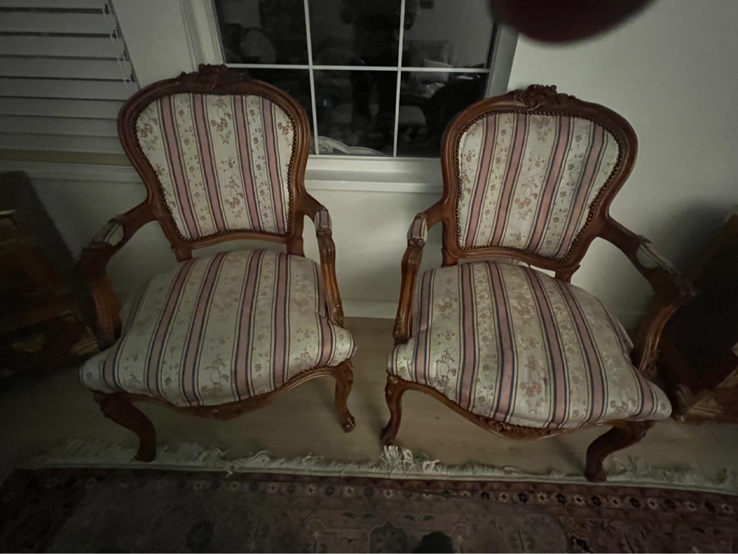 Antique Accent Chair - Ornate Wood Frame