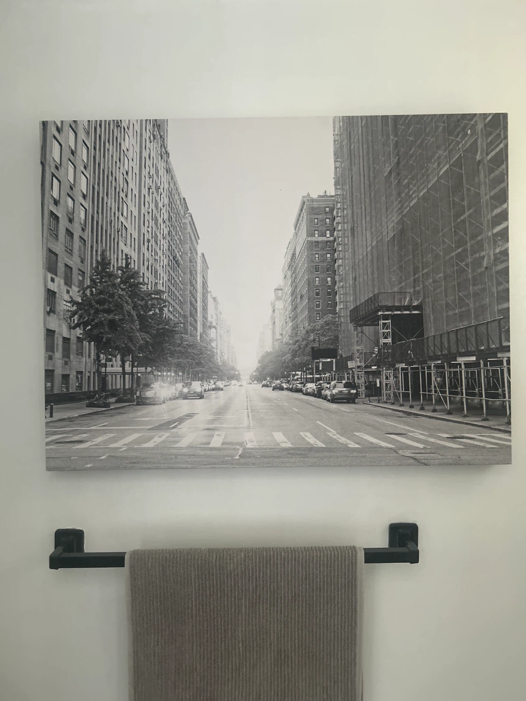 Black and White City Street Canvas Art Print
