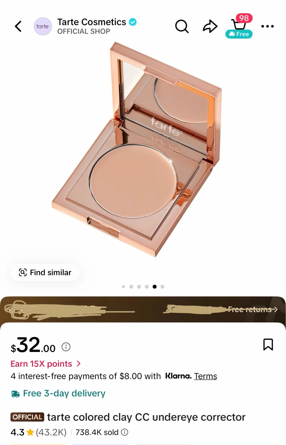 Tarte Colored Clay CC Undereye Corrector (Medium -tan peach) - photo 2