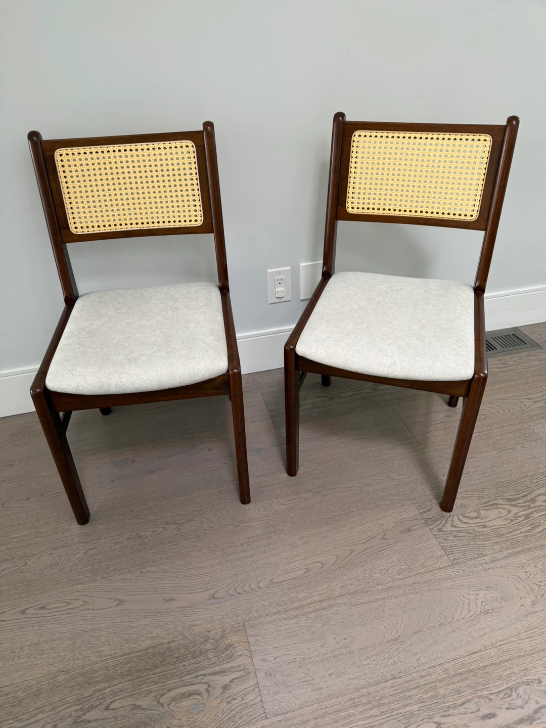Brand New Set of 2 Wood & Cane Dining Chairs