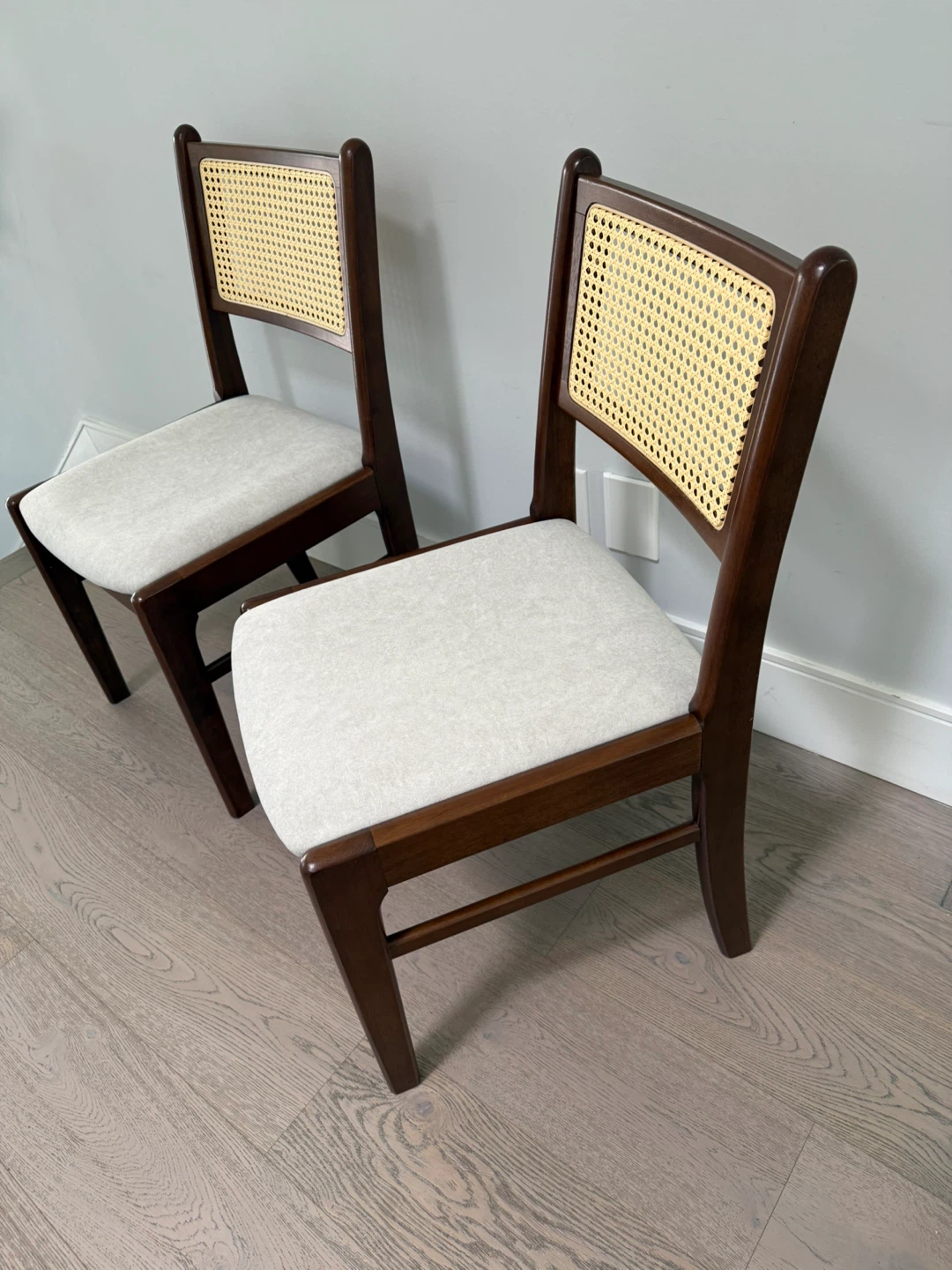 Brand New Set of 2 Wood & Cane Dining Chairs - photo 2
