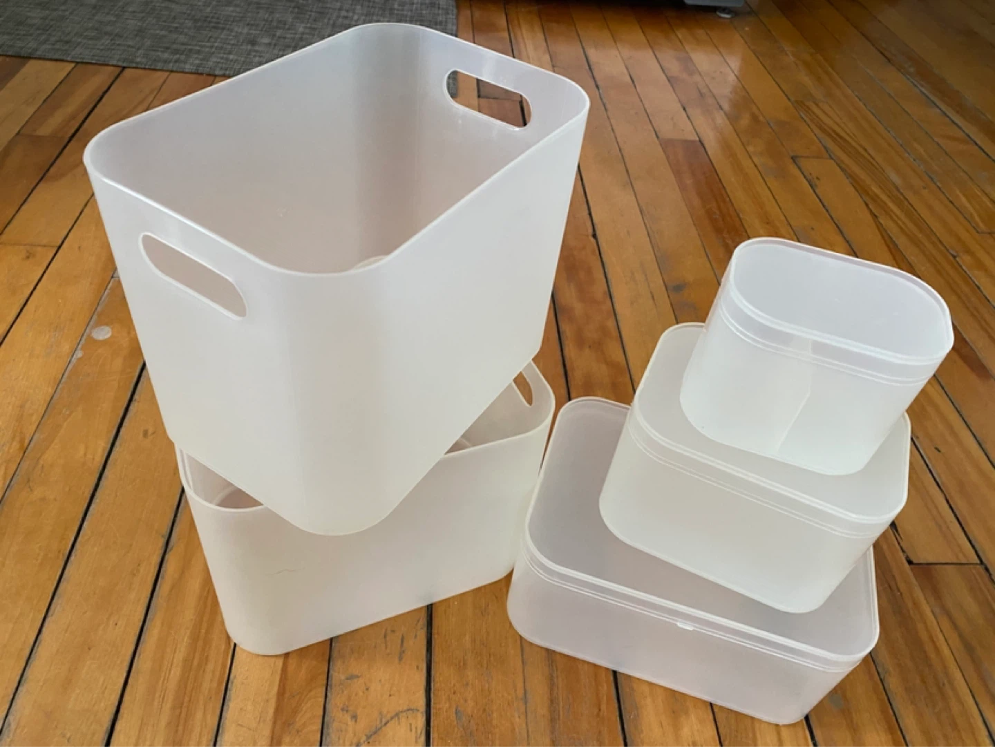 Muji Set of 5 Plastic Storage Bins & Containers
