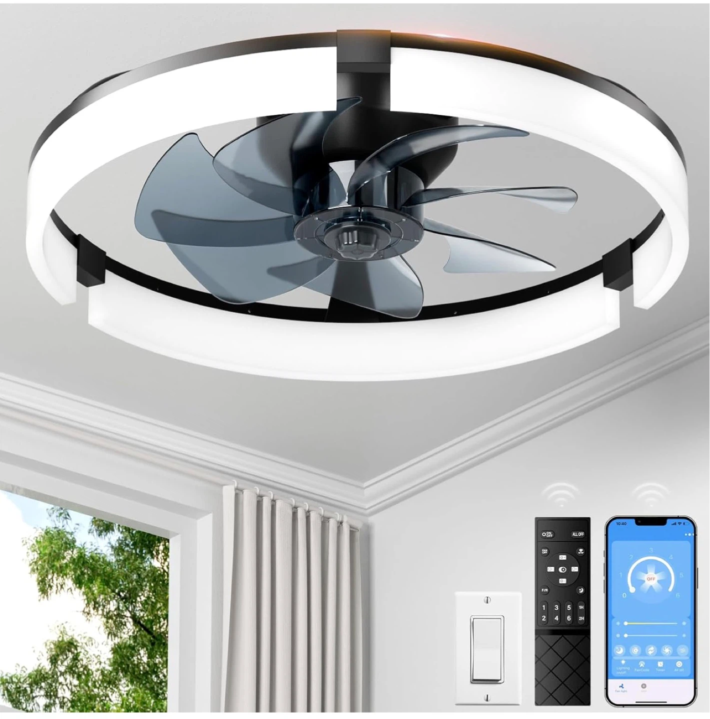 Modern LED Ceiling Fan with Light - 20 Inch