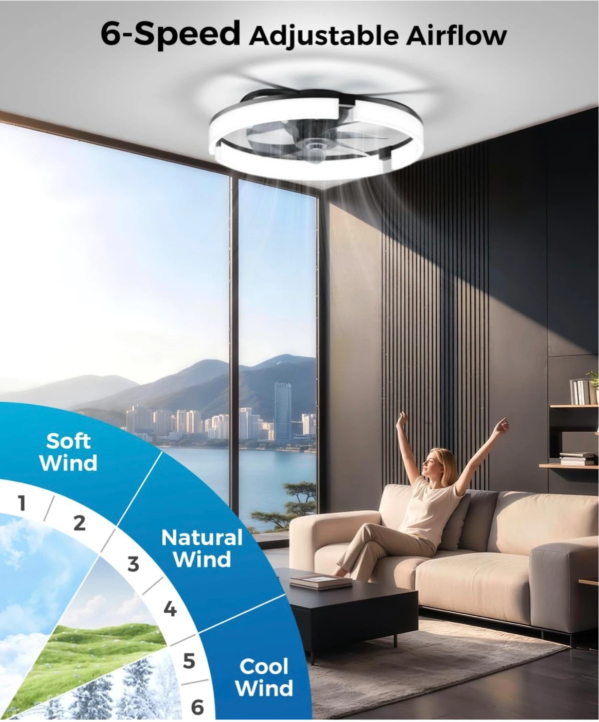 Modern LED Ceiling Fan with Light - 20 Inch - photo 4