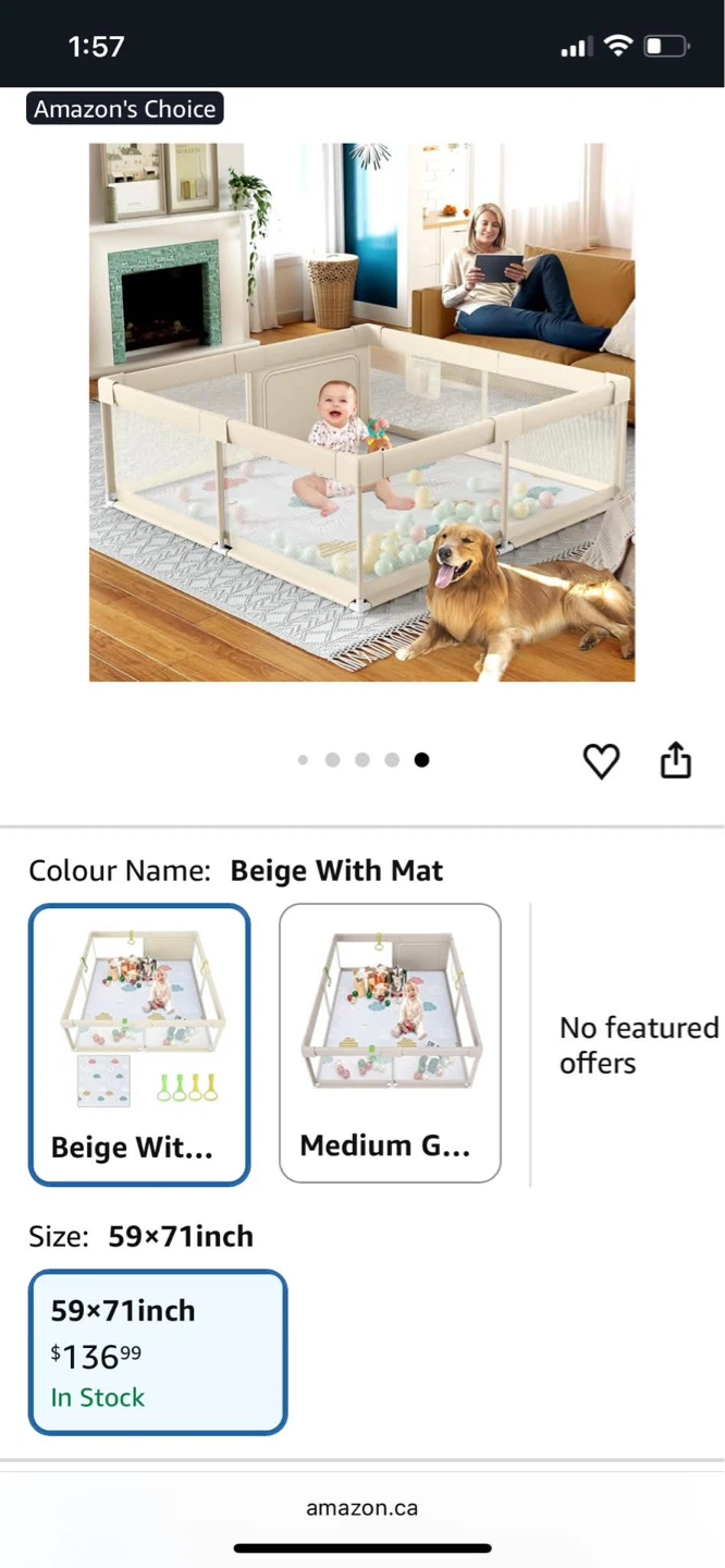 Beige Playpen with Mat 59x71inch - photo 5