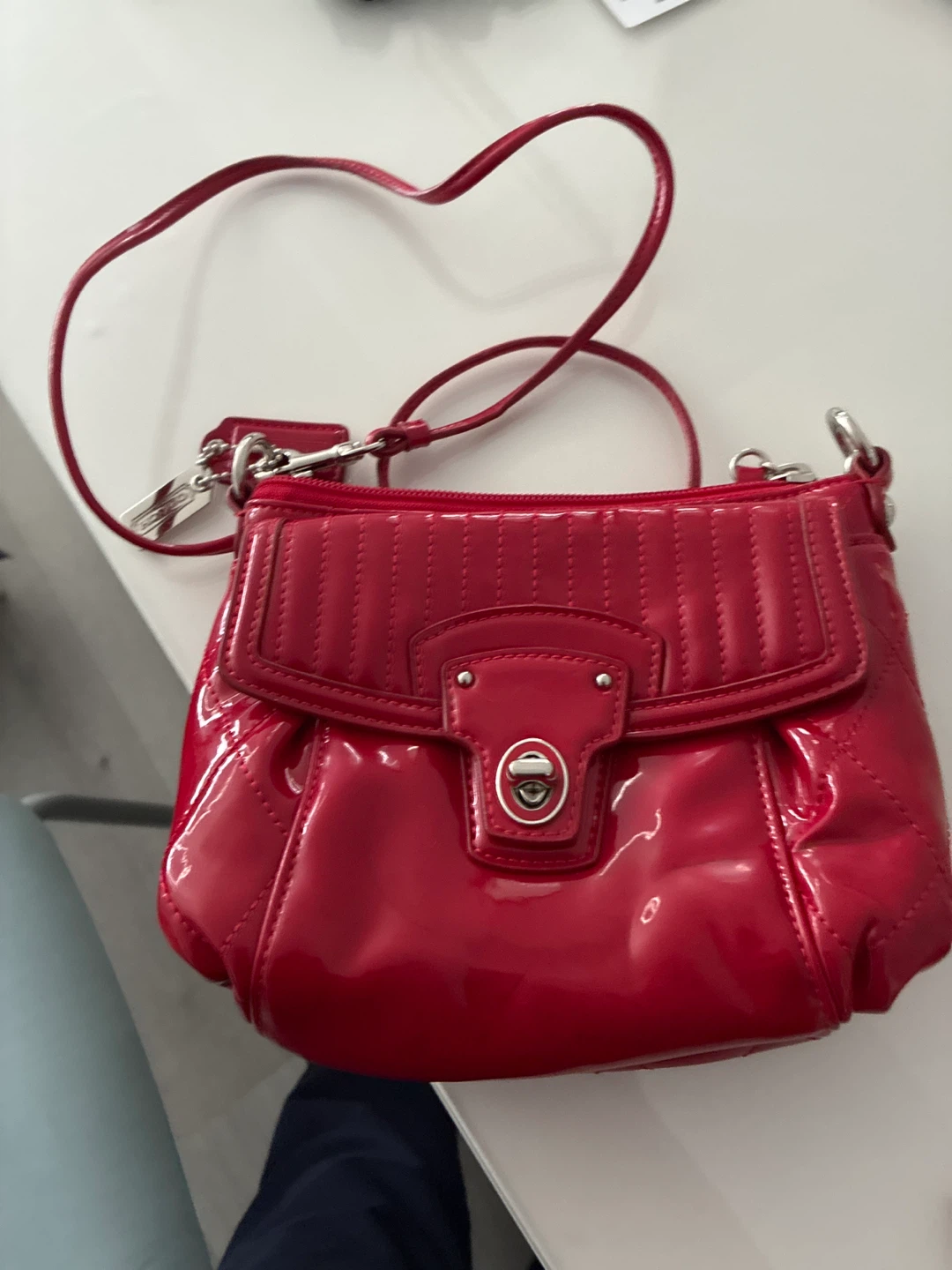 Coach Red Patent Leather Quilted Shoulder Bag - photo 2
