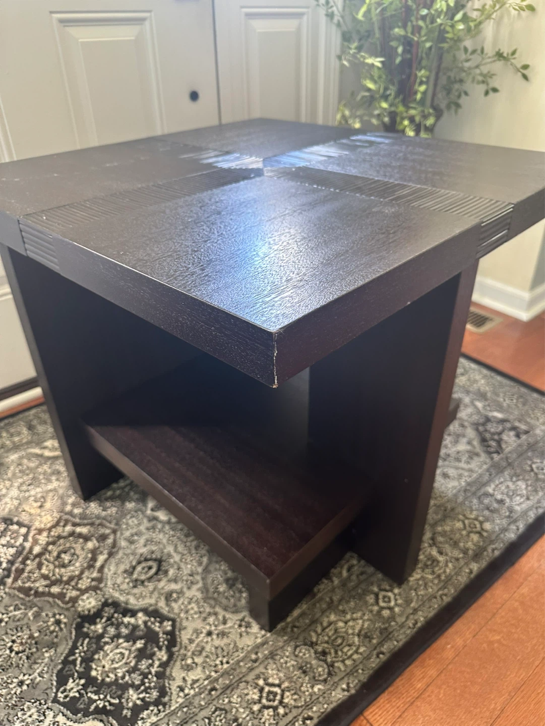 Dark Brown End Table with Shelf - photo 3