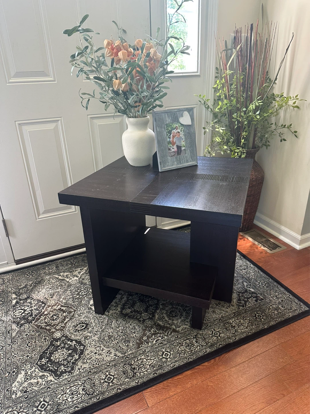 Dark Brown End Table with Shelf