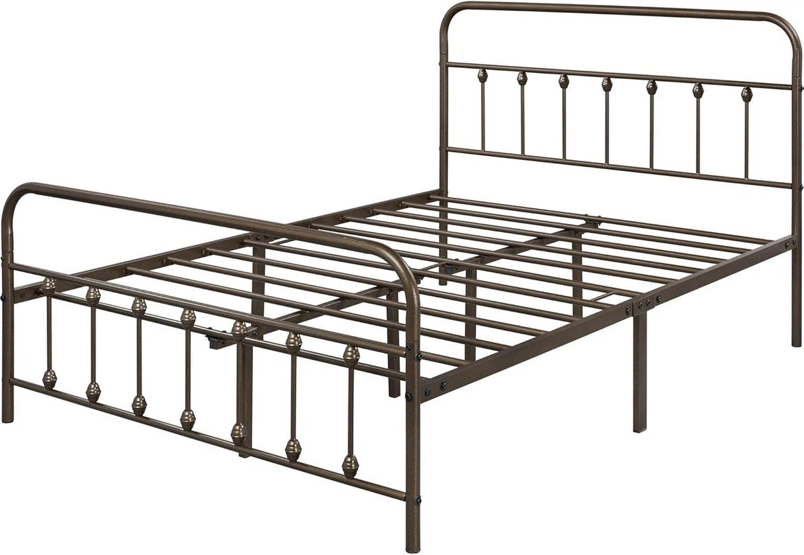 Yaheeetech Bronze Metal Platform Bed Frame Full Size