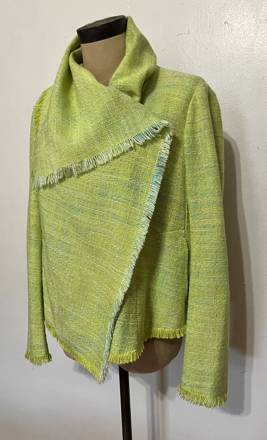 Anne Klein Lime Green Jacket with Fringe - Size 10 (runs small) - photo 2