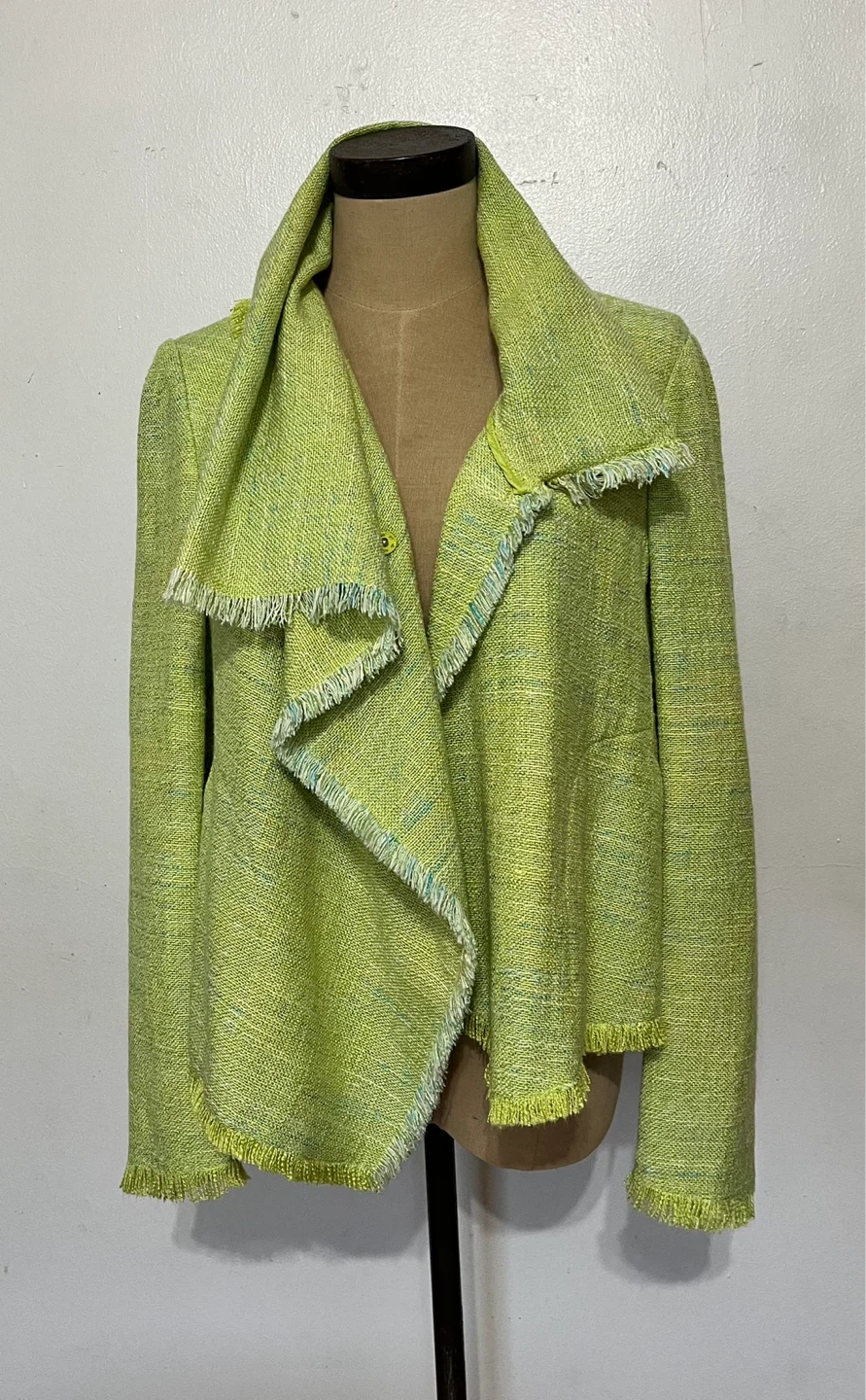 Anne Klein Lime Green Jacket with Fringe - Size 10 (runs small) - photo 4
