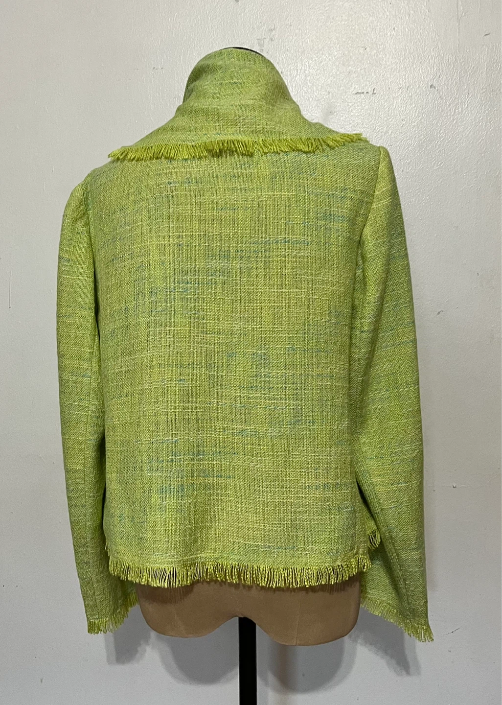 Anne Klein Lime Green Jacket with Fringe - Size 10 (runs small) - photo 5