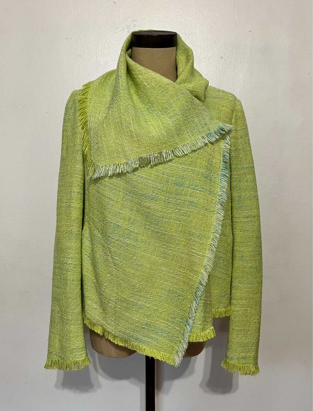 Anne Klein Lime Green Jacket with Fringe - Size 10 (runs small)