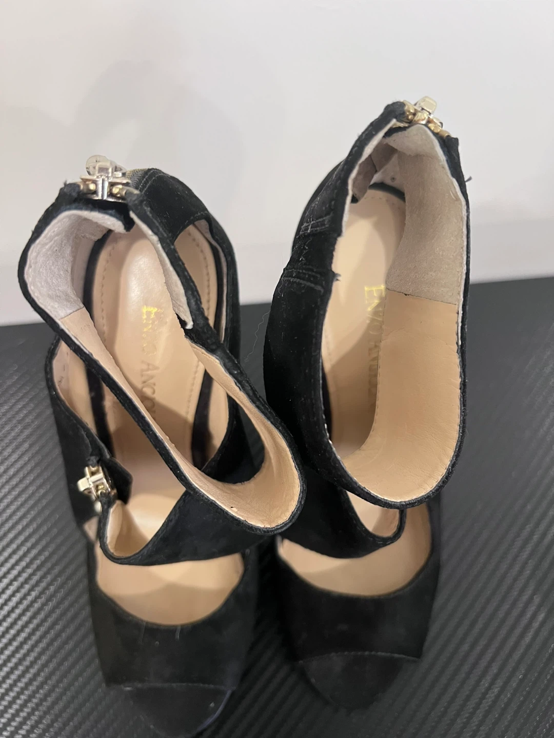 Enzo Angiolini Black Suede Peep-Toe Heels - photo 5