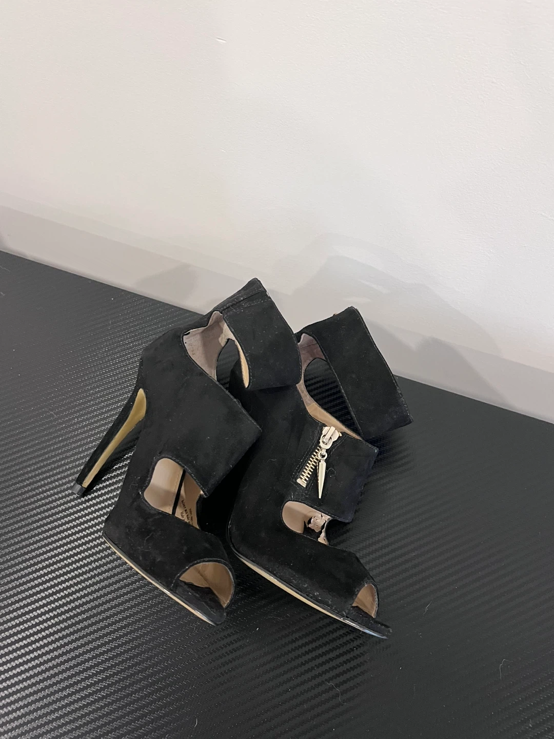 Enzo Angiolini Black Suede Peep-Toe Heels - photo 4