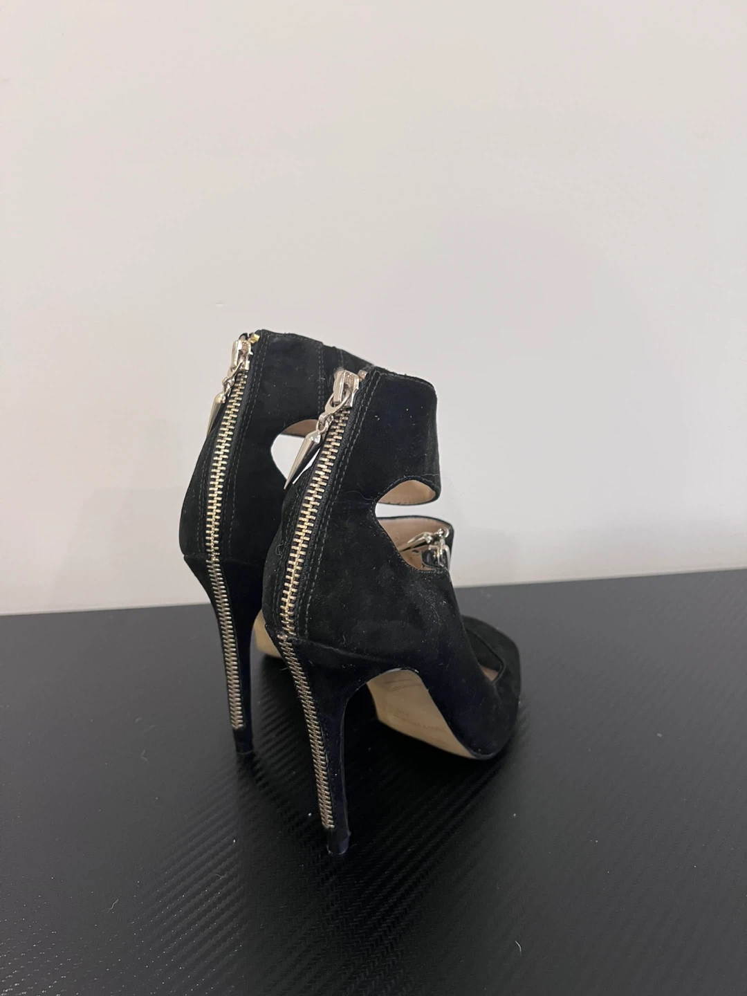 Enzo Angiolini Black Suede Peep-Toe Heels - photo 2