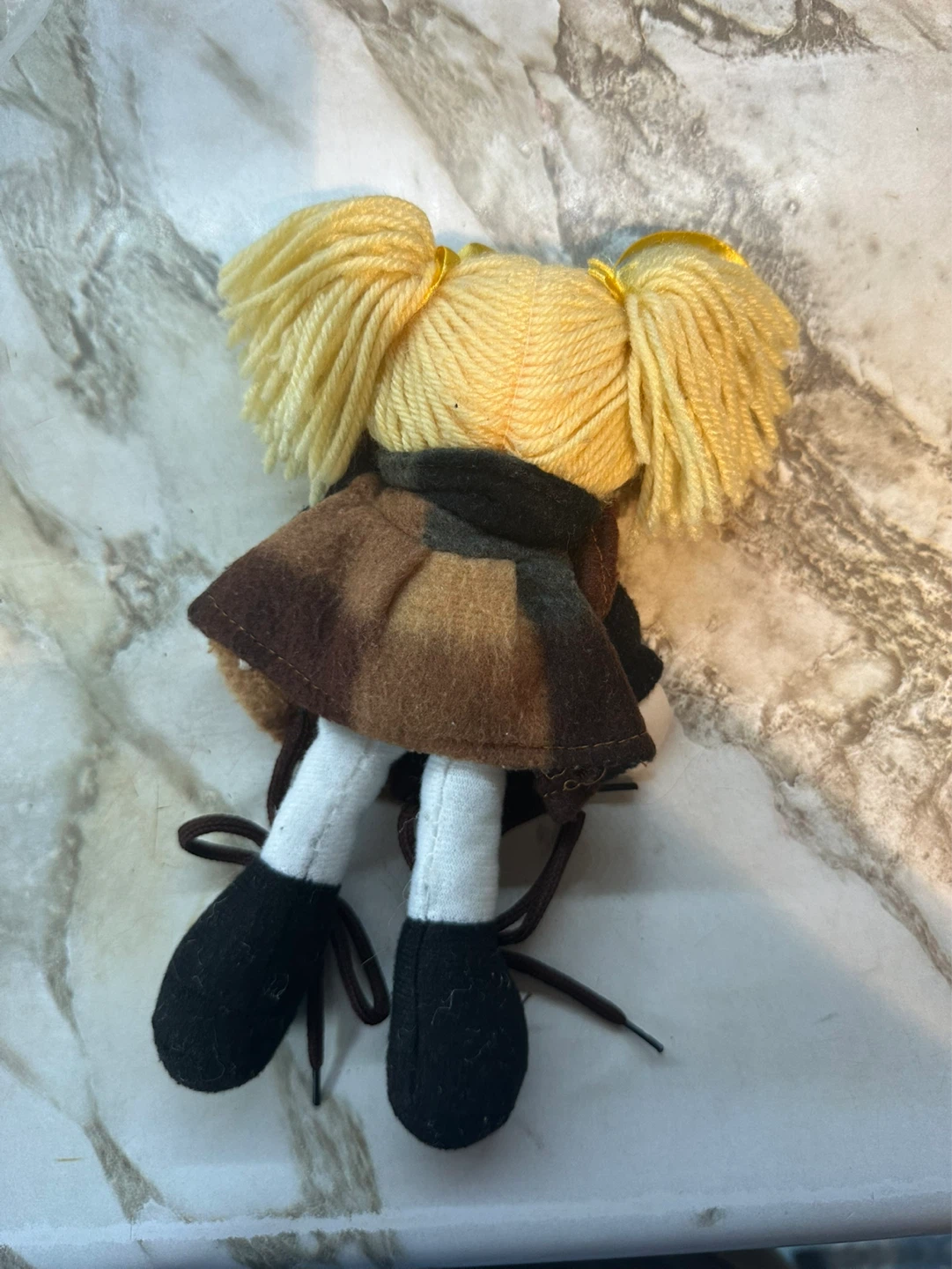 Plush Doll with Blonde Pigtails and Brown Outfit - photo 2
