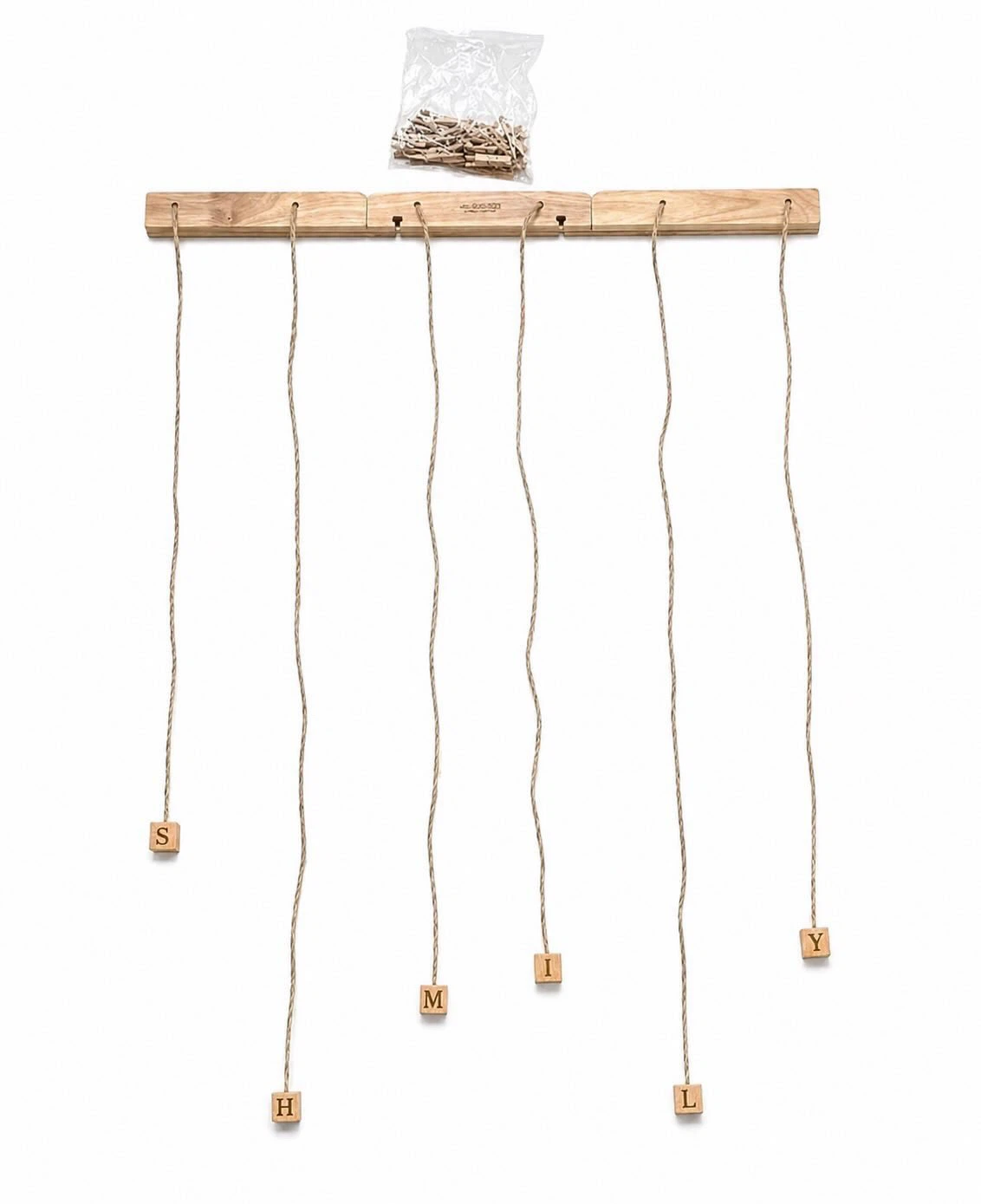 Rustic Wooden Photo Display Wall Hanging w/ Clips
