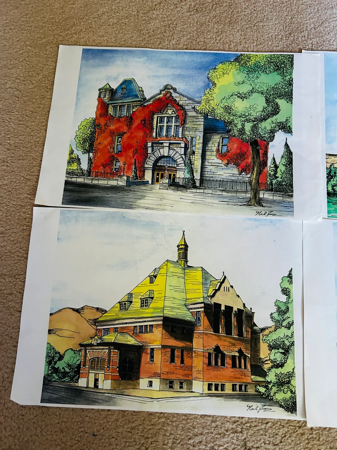 4 NELSON BC COURTHOUSES WATERCOLOUR PAINTINGS - photo 3